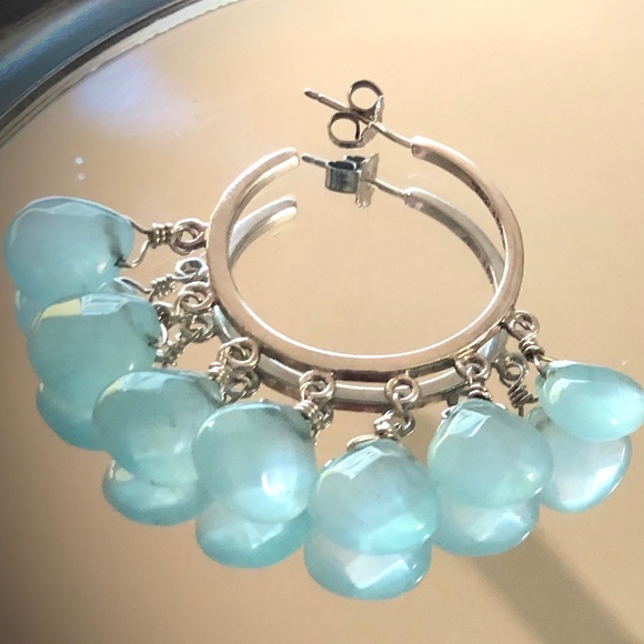 Sterling 20ct Genuine Aquamarine Earrings - Picture 6 of 8